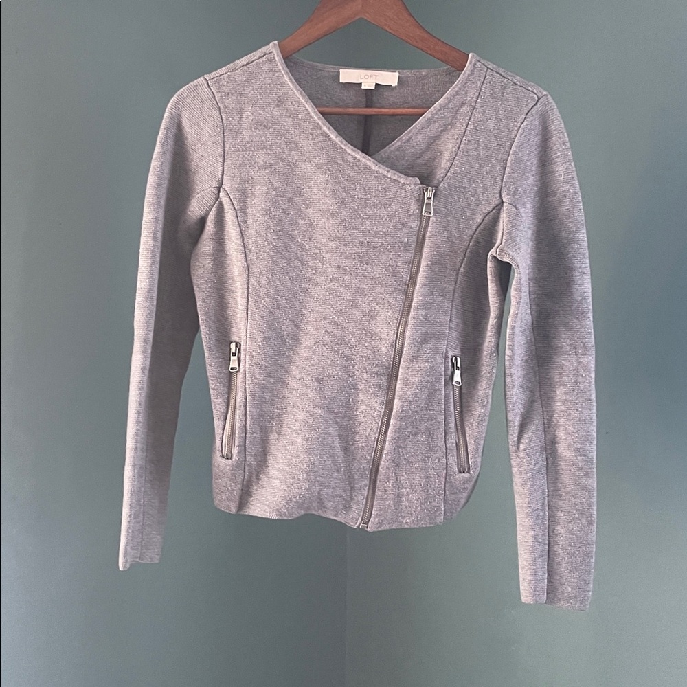 LOFT Charcoal Knit sweater jacket